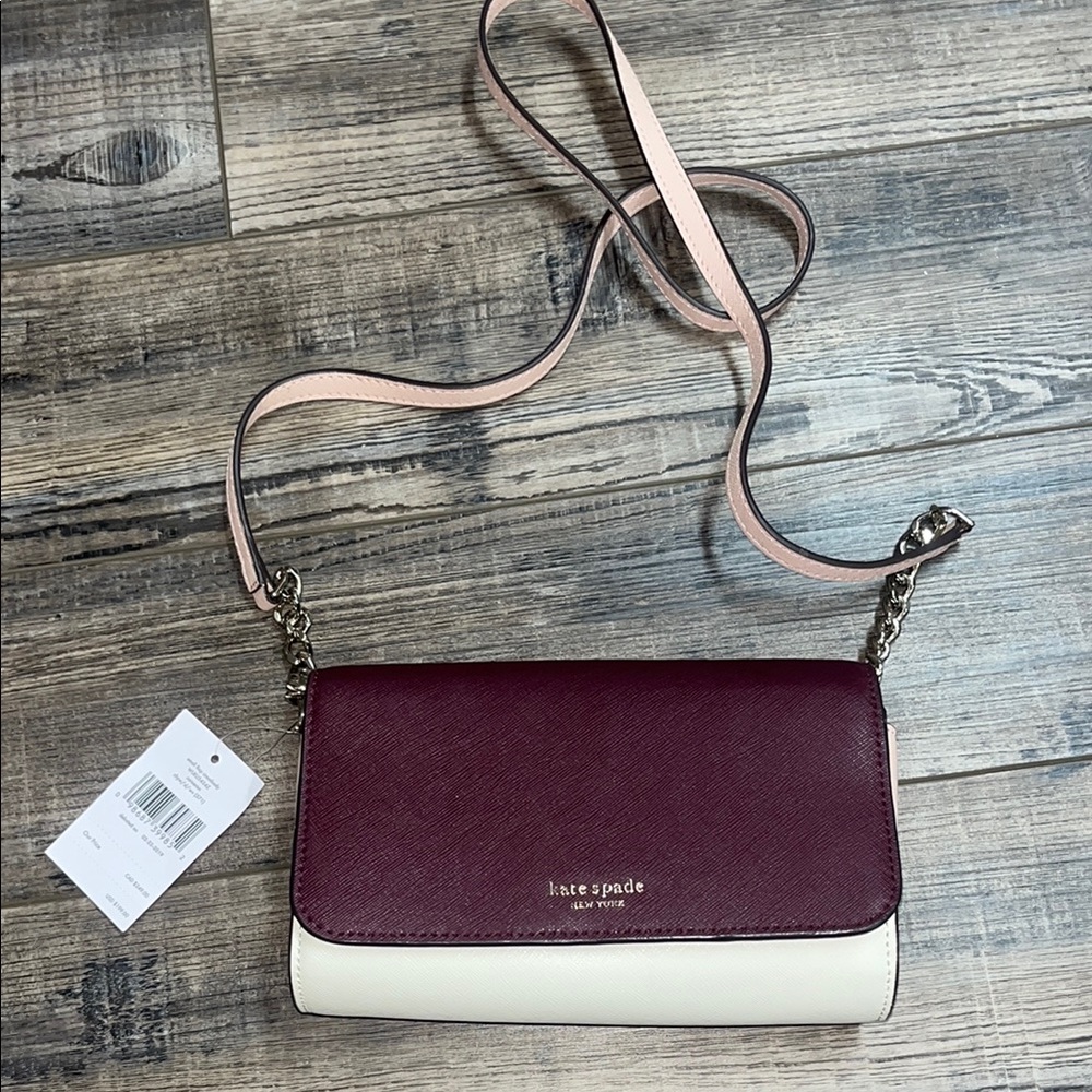Kate Spade Burgundy and Cream Crossbody Bag